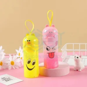 Round cylindrical pet plastic bottle for food and drink, children's color; capacity 250ml - 500ml