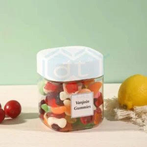 Square shaped pet plastic food jar; capacity 250ml