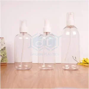 Transparent PET plastic cosmetic bottle; capacity 250ml - 1000ml