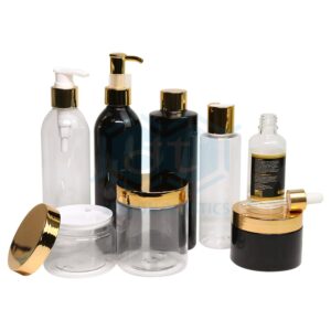 Premium PET Cosmetic Bottle with Gold/Silver-Plated Cap – 150ml to 500ml