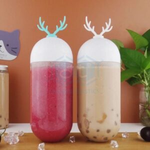 Reindeer shaped pet plastic water bottle; capacity 400ml - 800ml