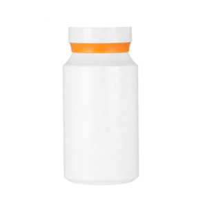 White ceramic pet plastic bottle for pharmaceutical pills; capacity 80ml - 180ml